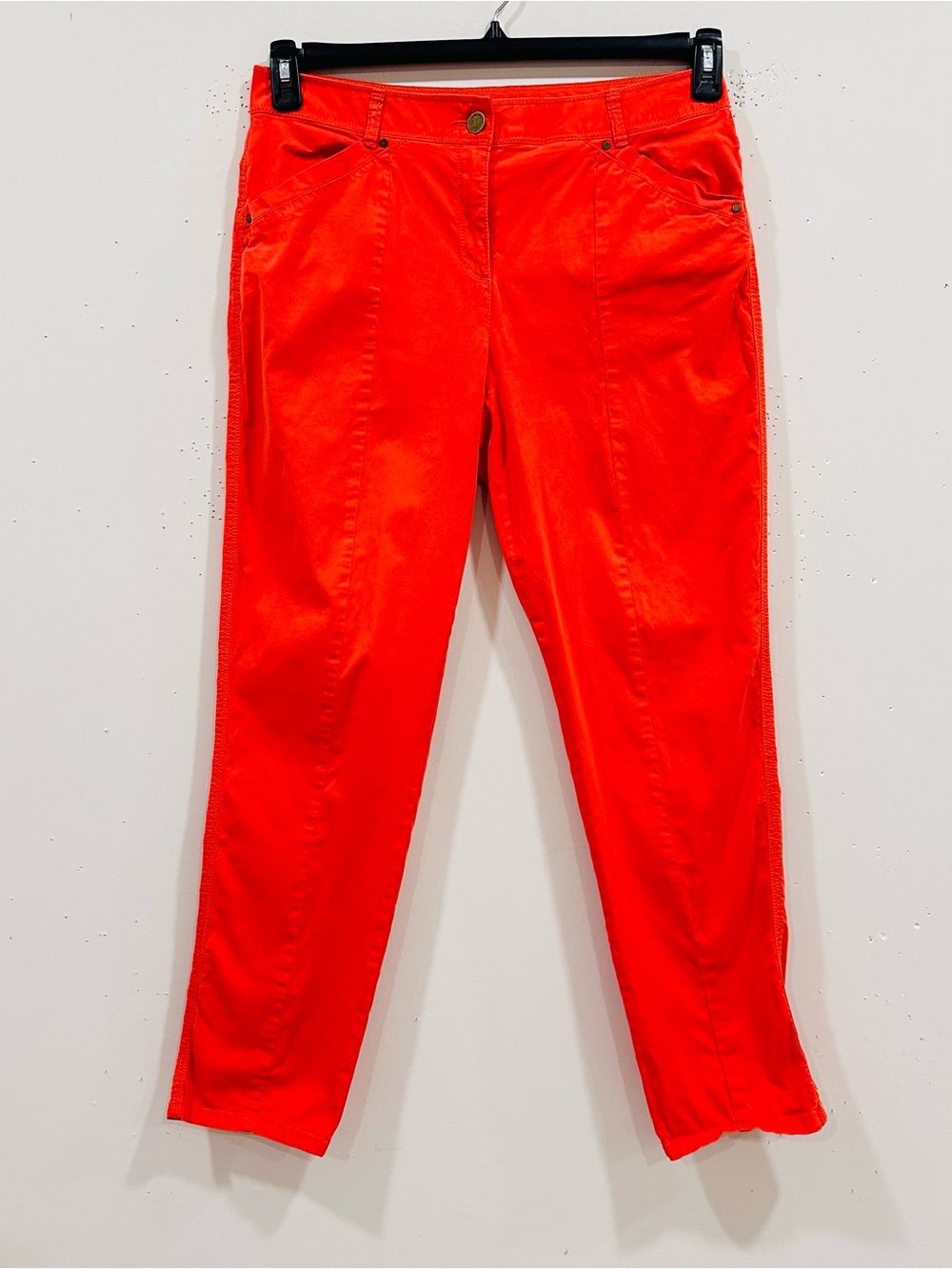 Chico's So Slimming Ankle Pants Orange Red Size 1 US 8 M Zip Pocket Detail